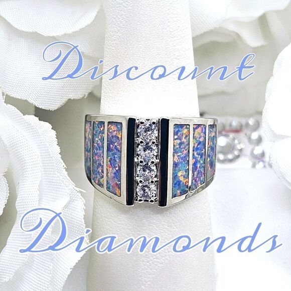 Lavender Fire Opal Ring Jewelry - Moissanite & White Lavender Opal Ring on 925 Sterling Silver - Women's…
